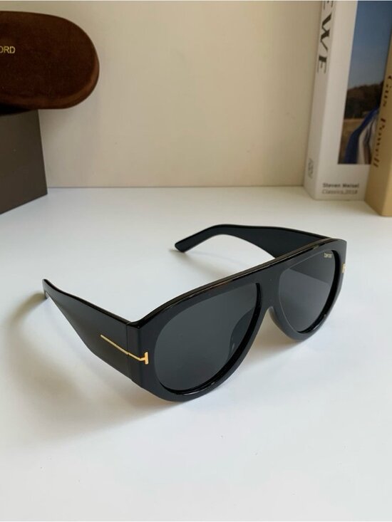 Tom Ford Black Sunglasses with Gold T-Detail